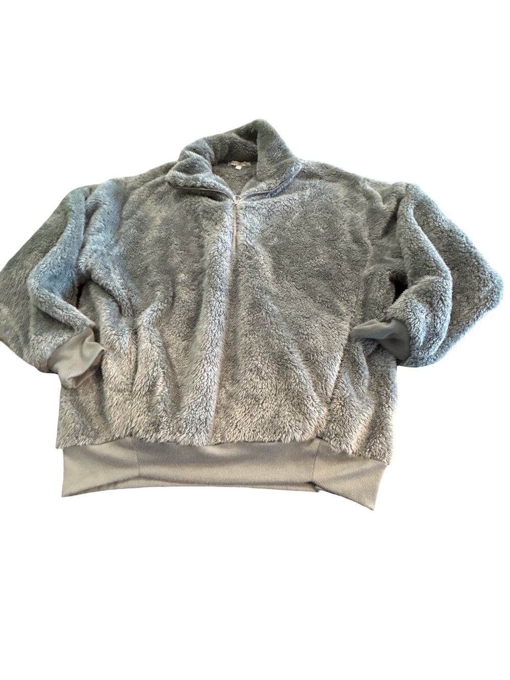 Express OneEleven Plush Sherpa Half-Zip Pullover Small Teal Green Cozy Soft Girl